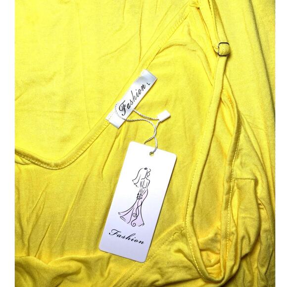 Comfy Yellow Jersey Dress with Pockets - Flowy Style - Picture 3 of 5
